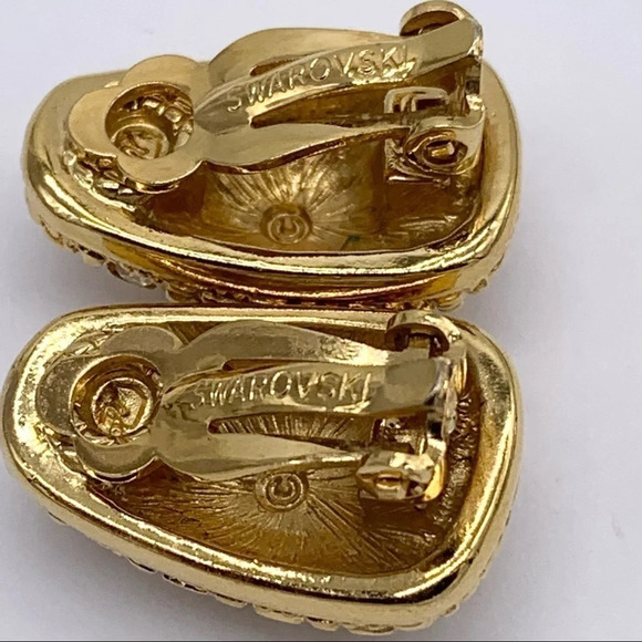 Swarovski Crystal Pave Gold Earrings - Picture 4 of 4